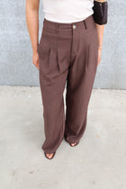 Yara pantalon met detail bruin