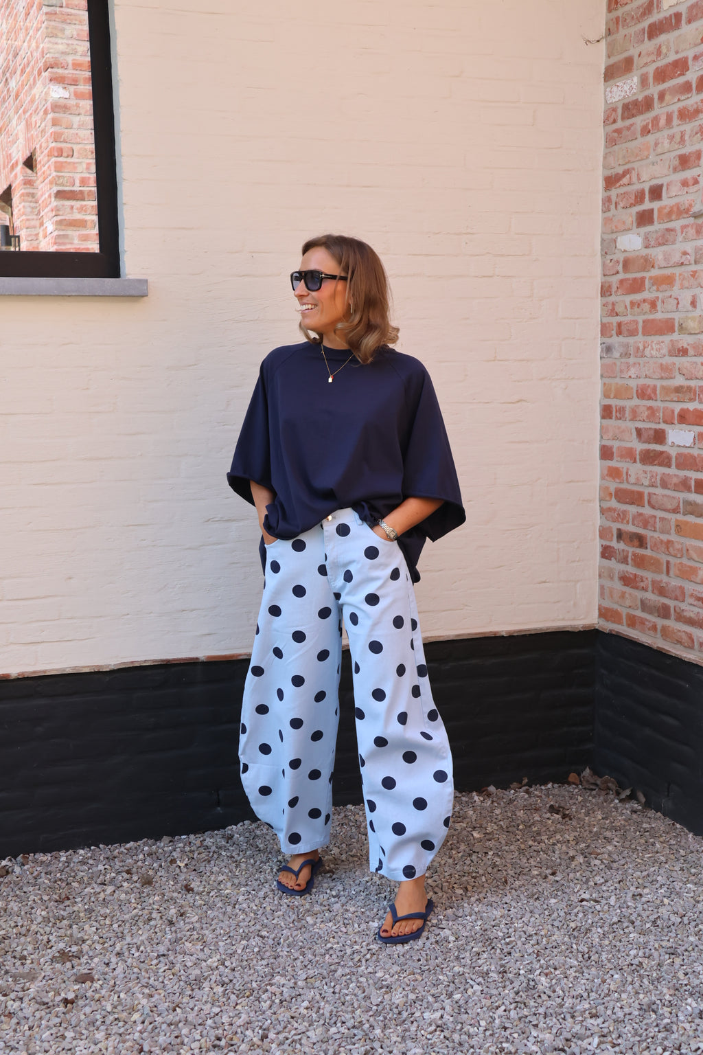 Lizzy polka dot jeans blauw