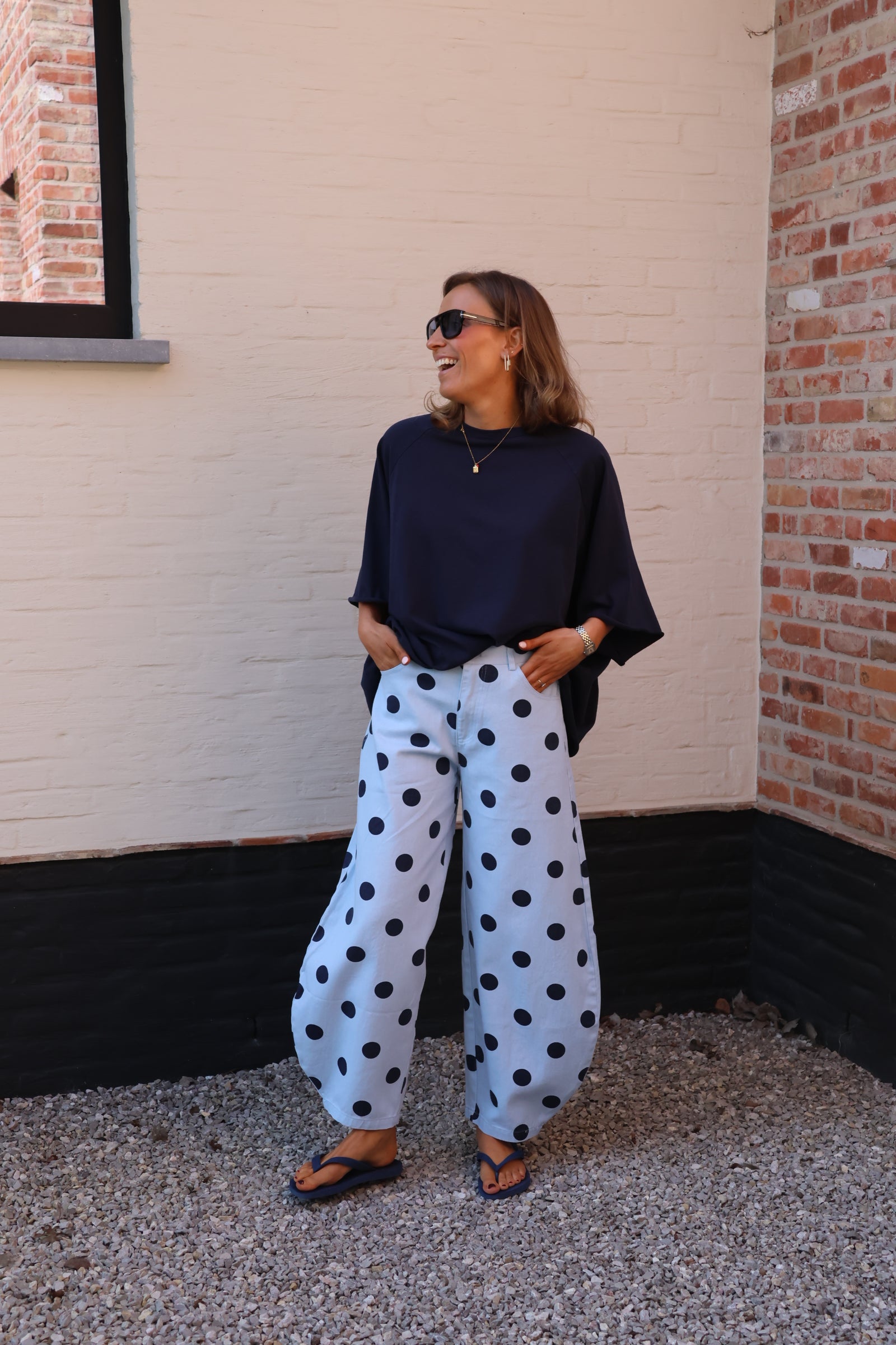 Lizzy polka dot jeans blauw