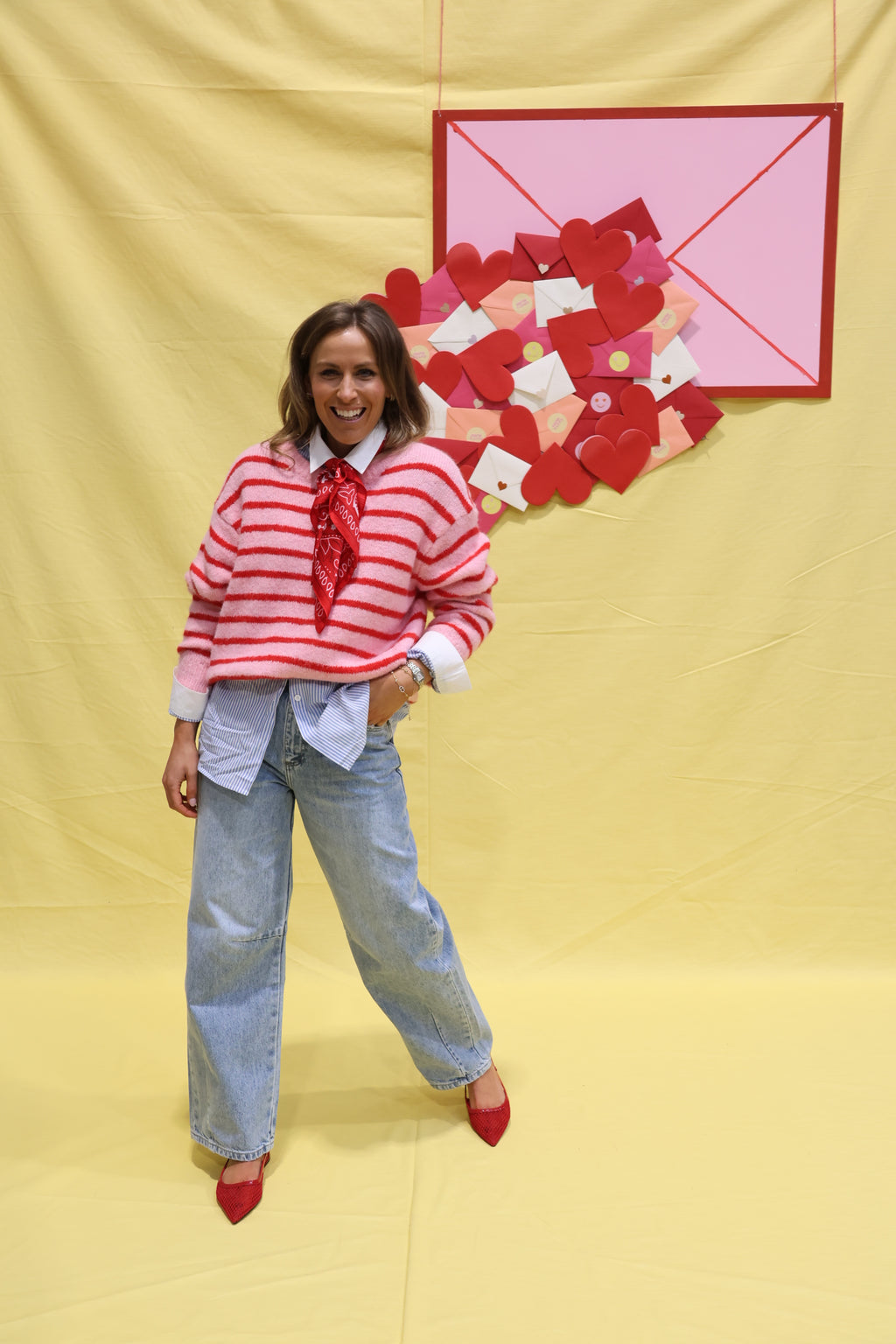 Alfie striped knit rood/roze