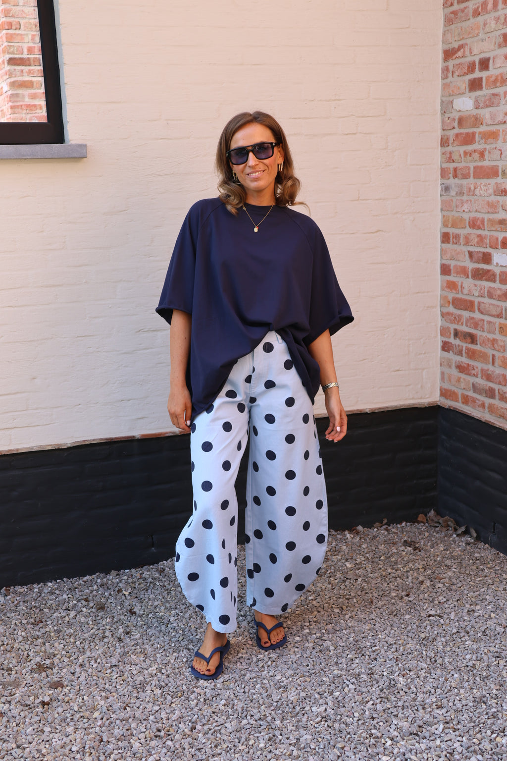 Lizzy polka dot jeans blauw