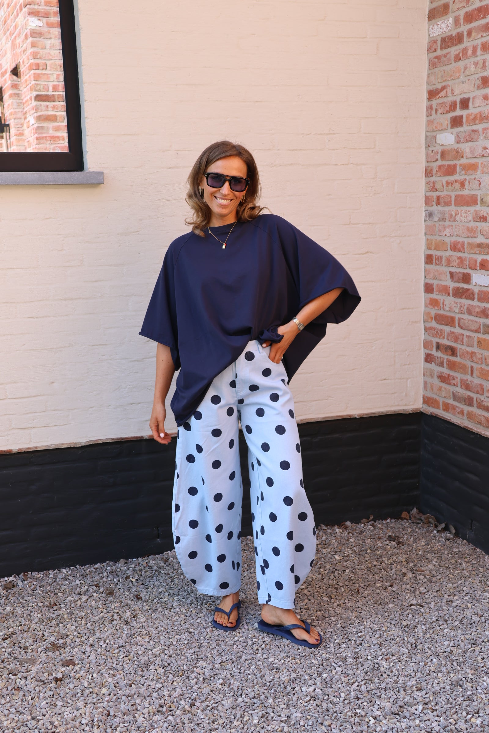 Lizzy polka dot jeans blauw