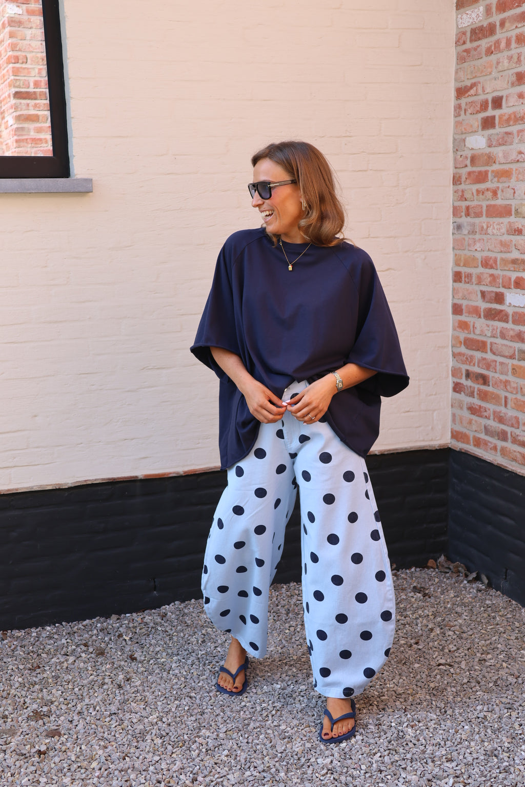 Lizzy polka dot jeans blauw