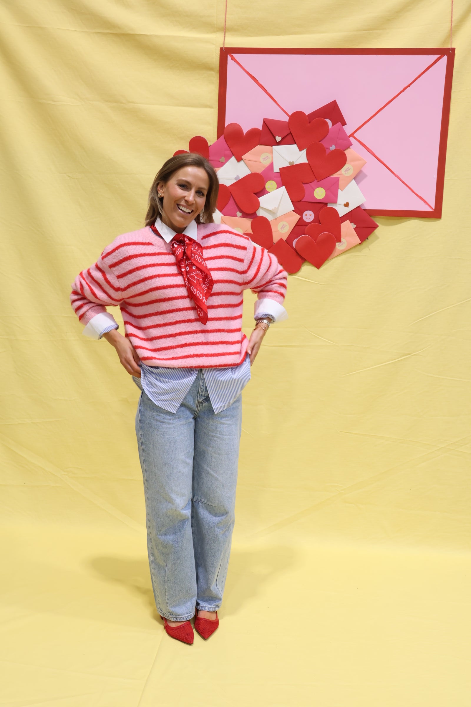 Alfie striped knit rood/roze