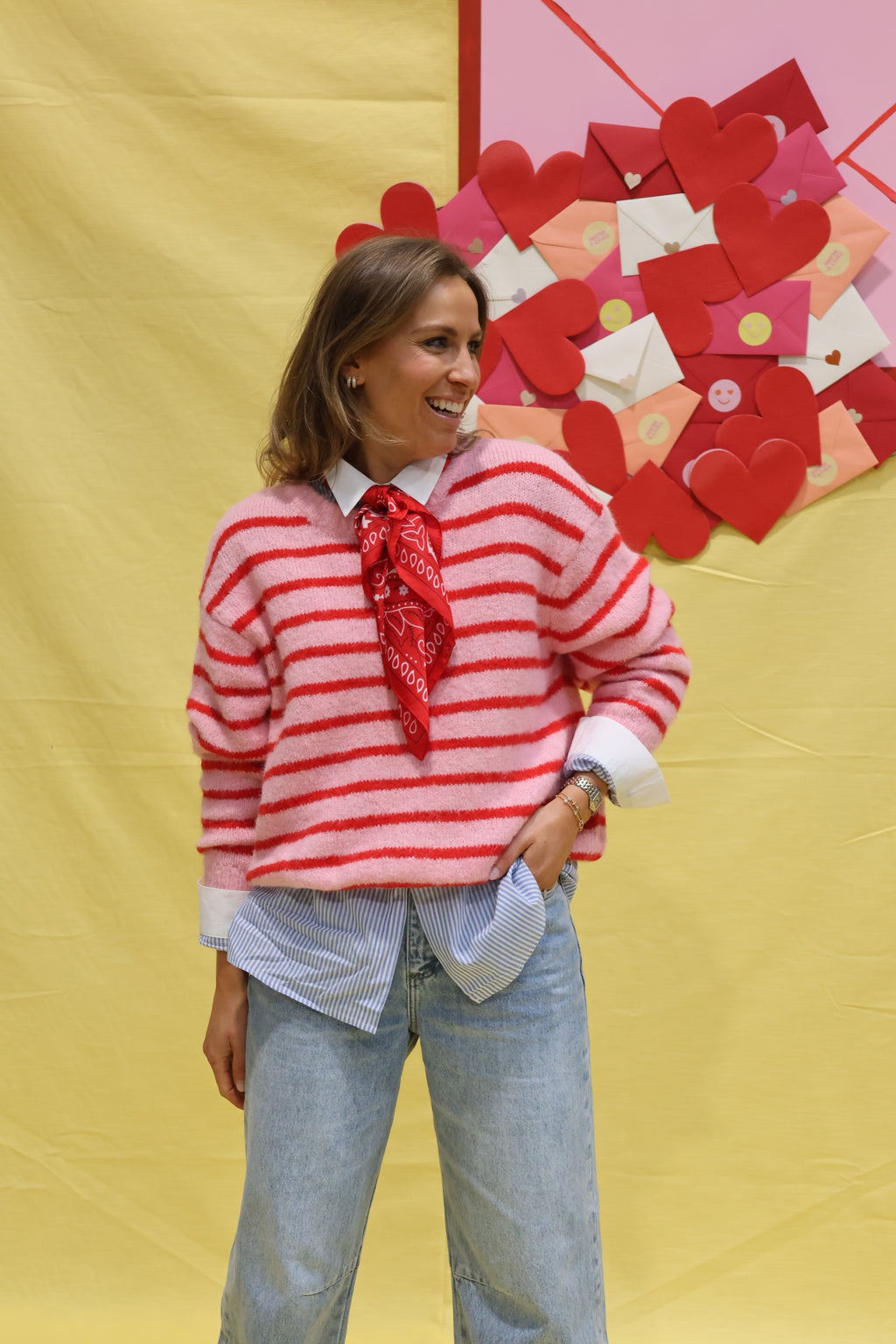 Alfie striped knit rood/roze