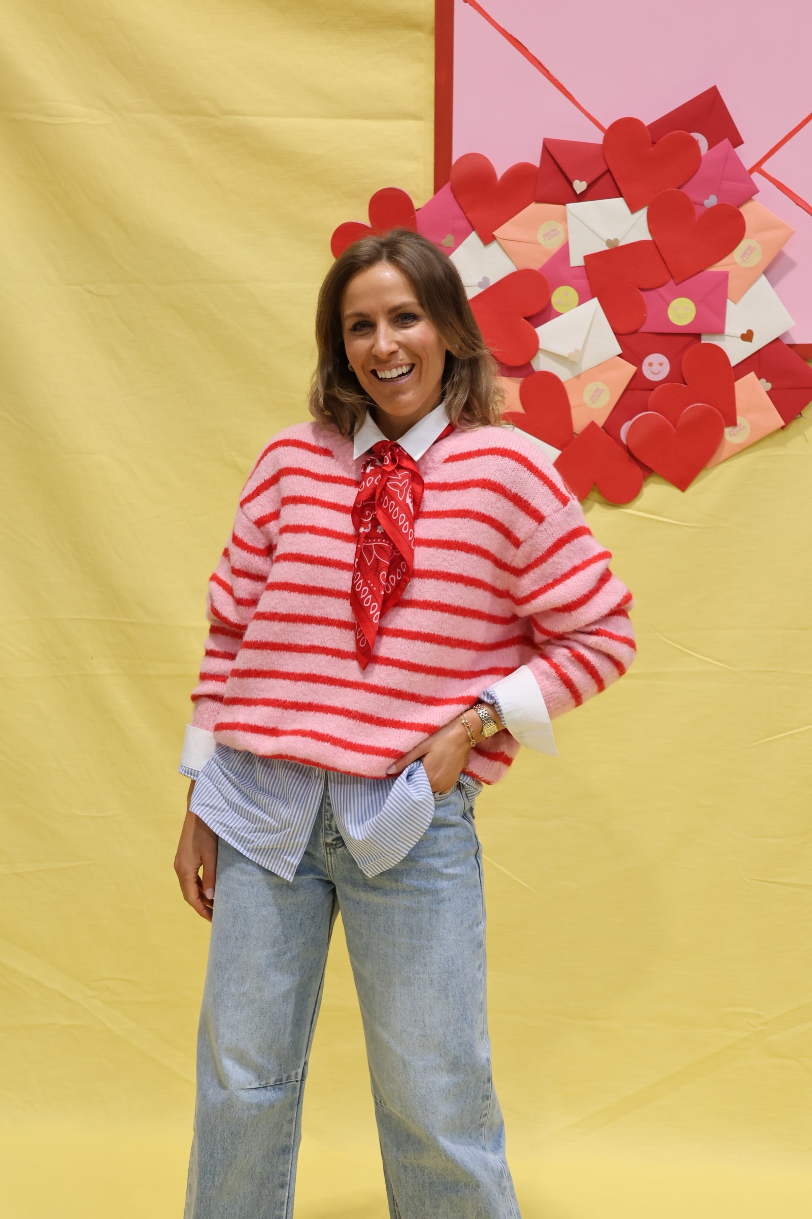 Alfie striped knit rood/roze