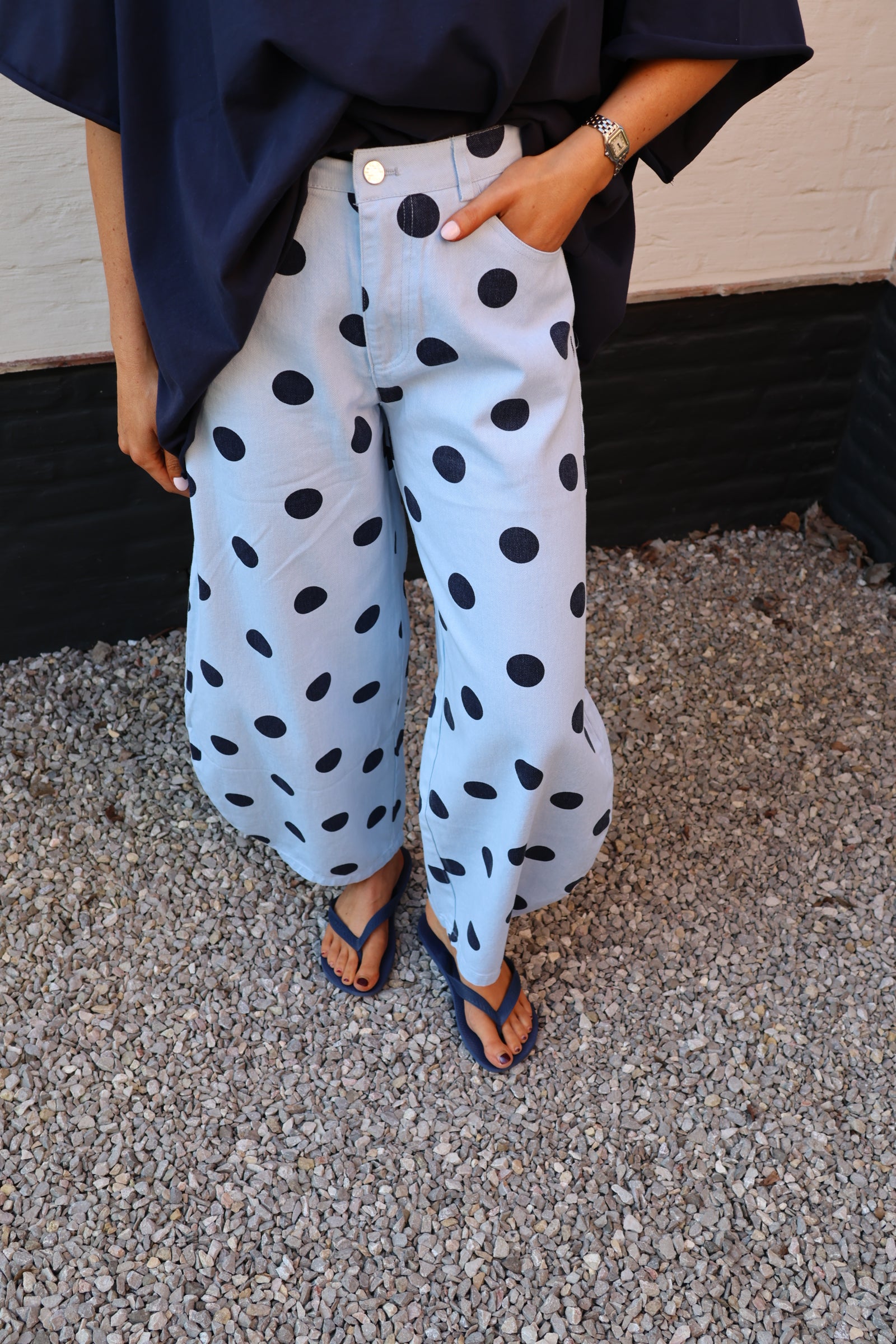 Lizzy polka dot jeans blauw