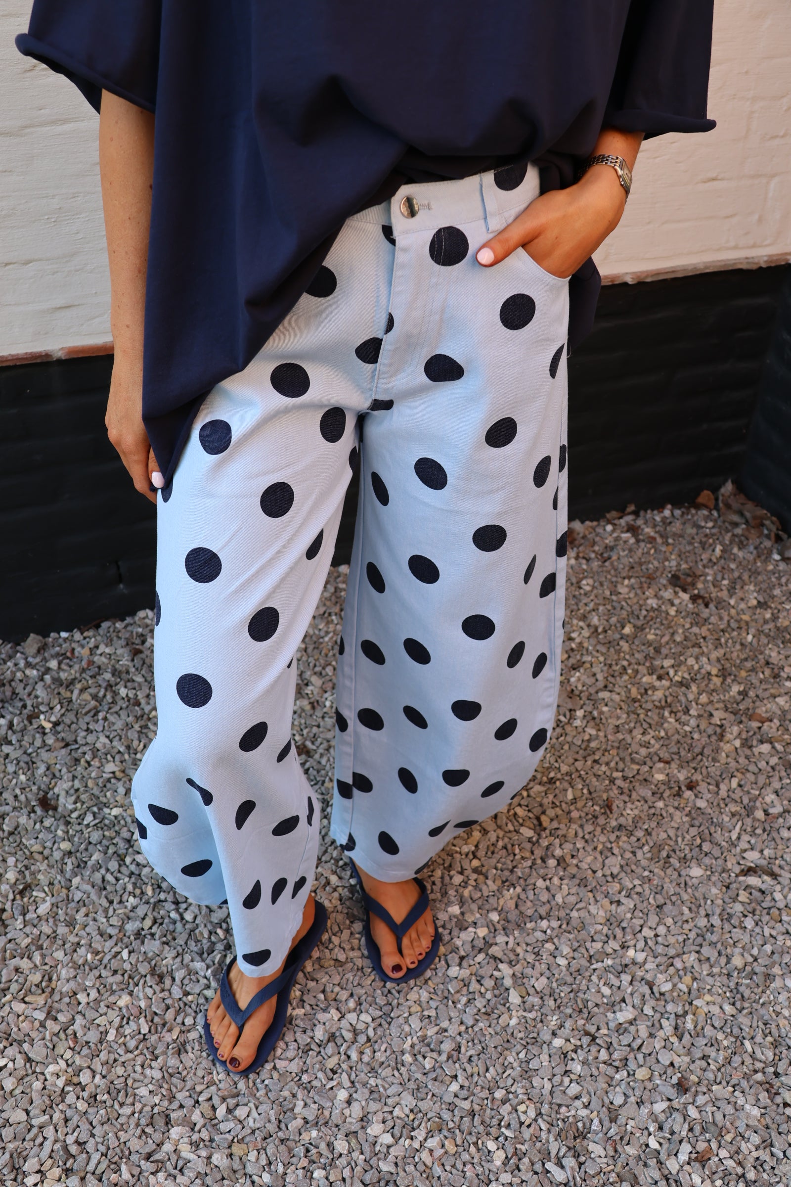 Lizzy polka dot jeans blauw