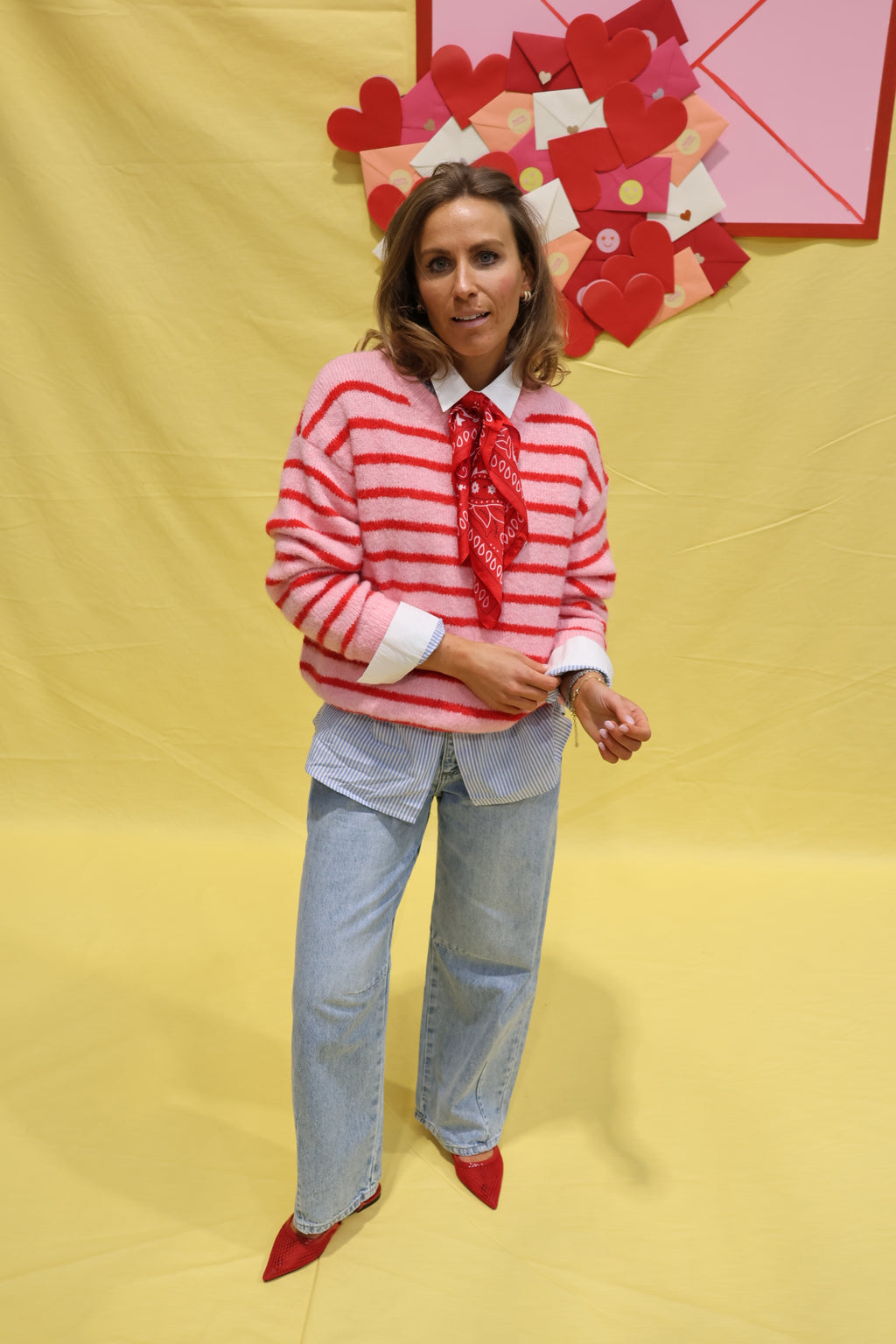 Alfie striped knit rood/roze