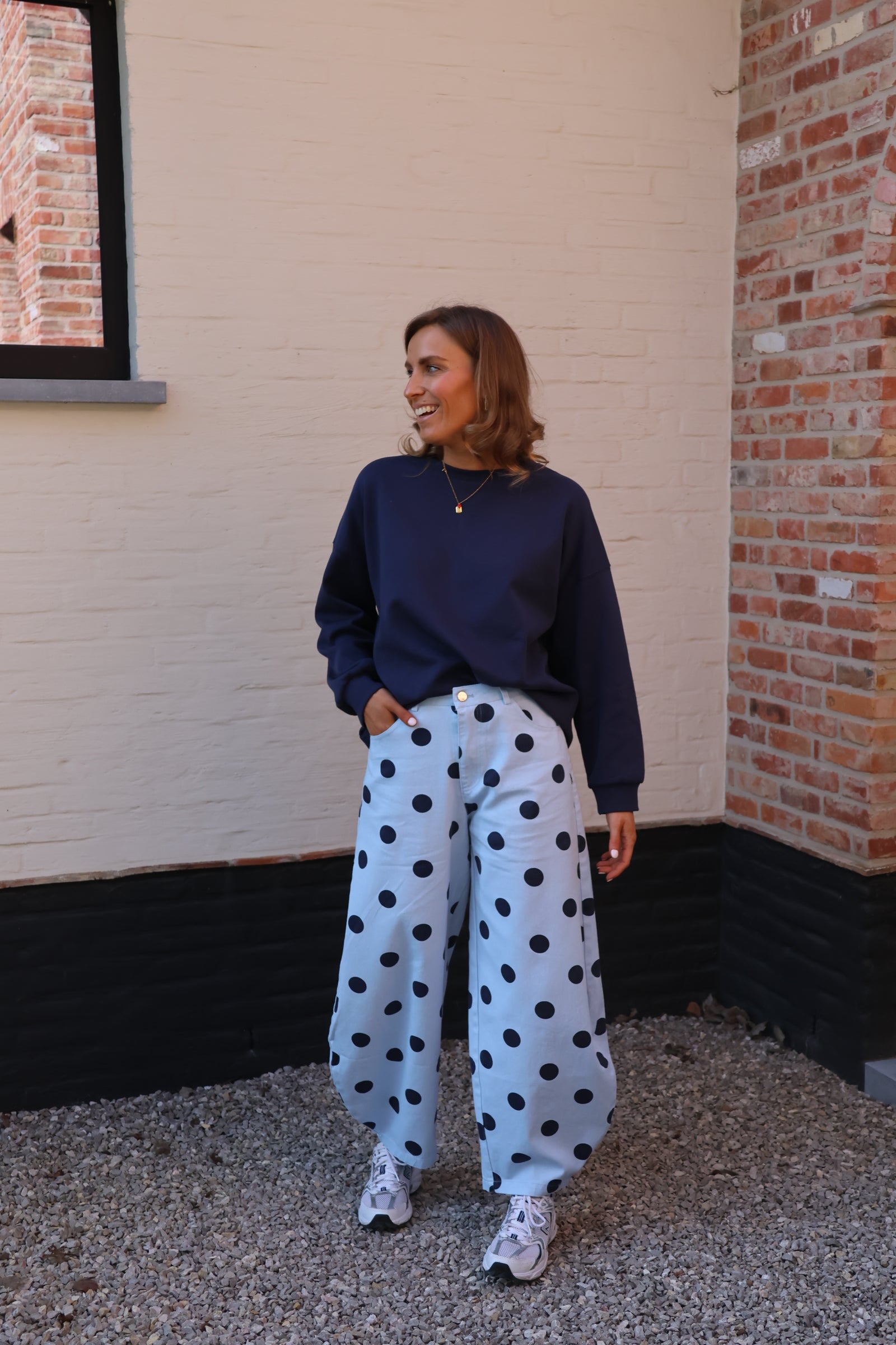 Lizzy polka dot jeans blauw