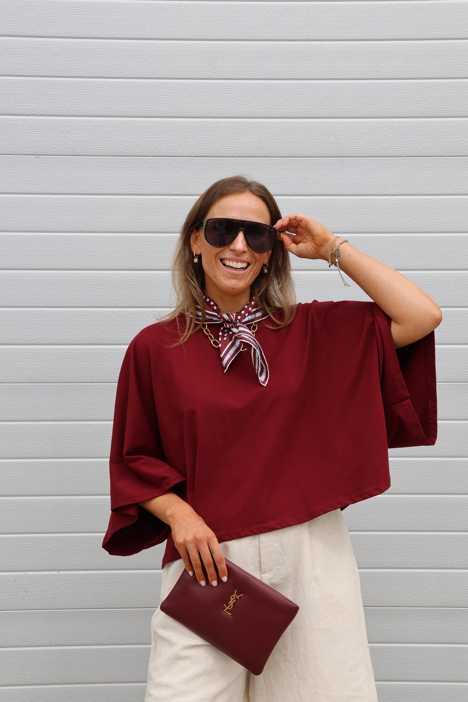 Emma cropped T-shirt bordeaux