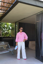 Liene jeans met bloemetjes wit