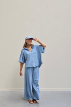 Celeste terry set lichtblauw
