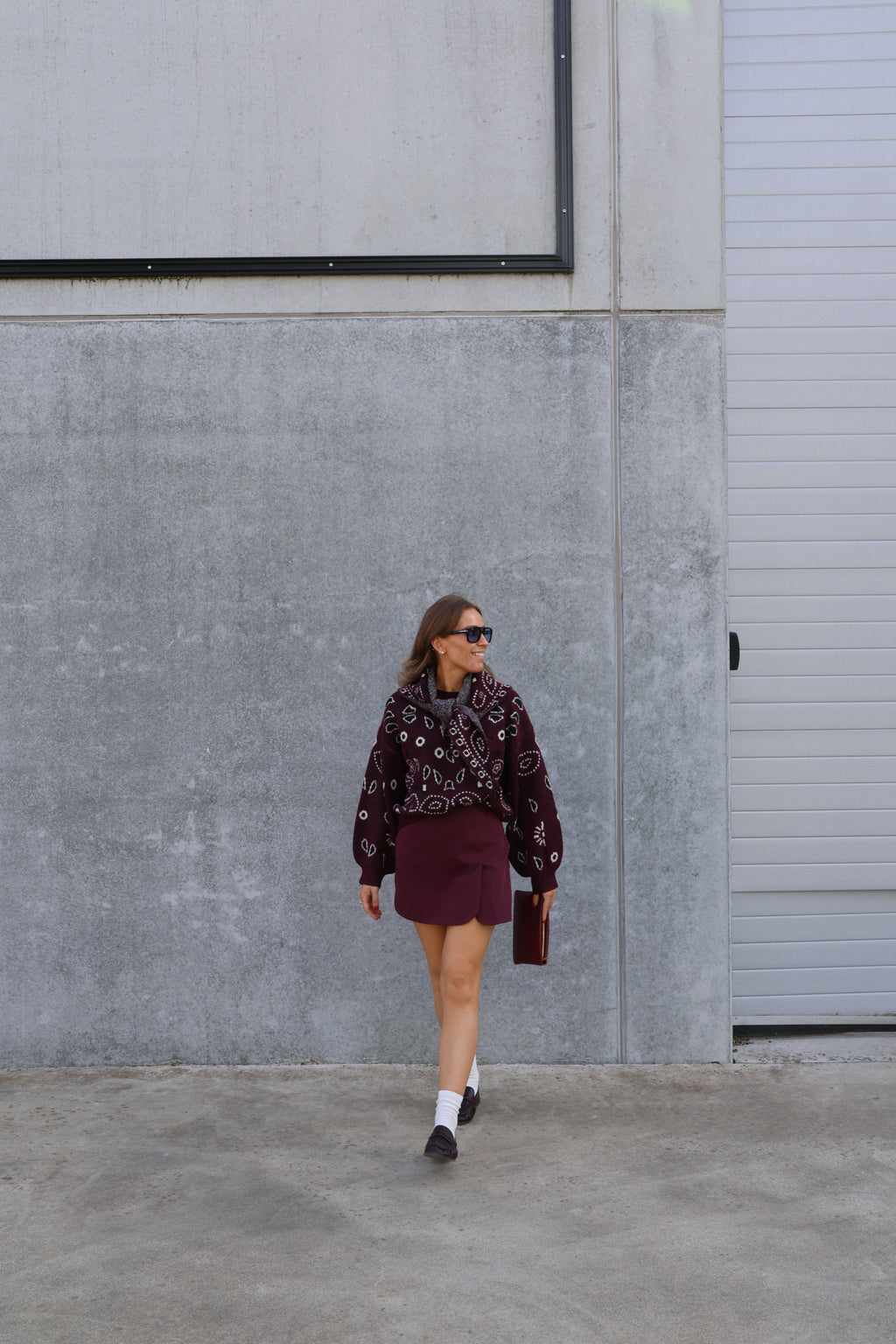 Liz trui met paisley print bordeaux