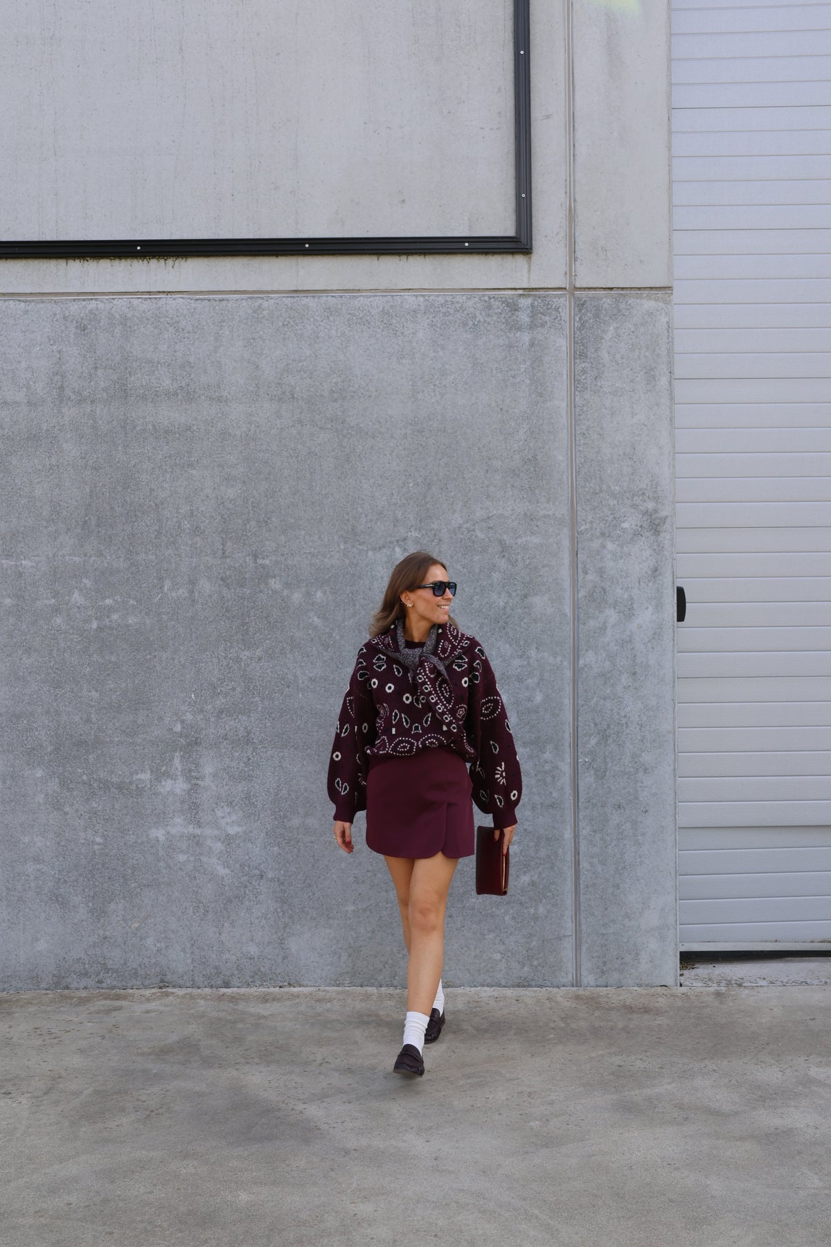 Liz trui met paisley print bordeaux