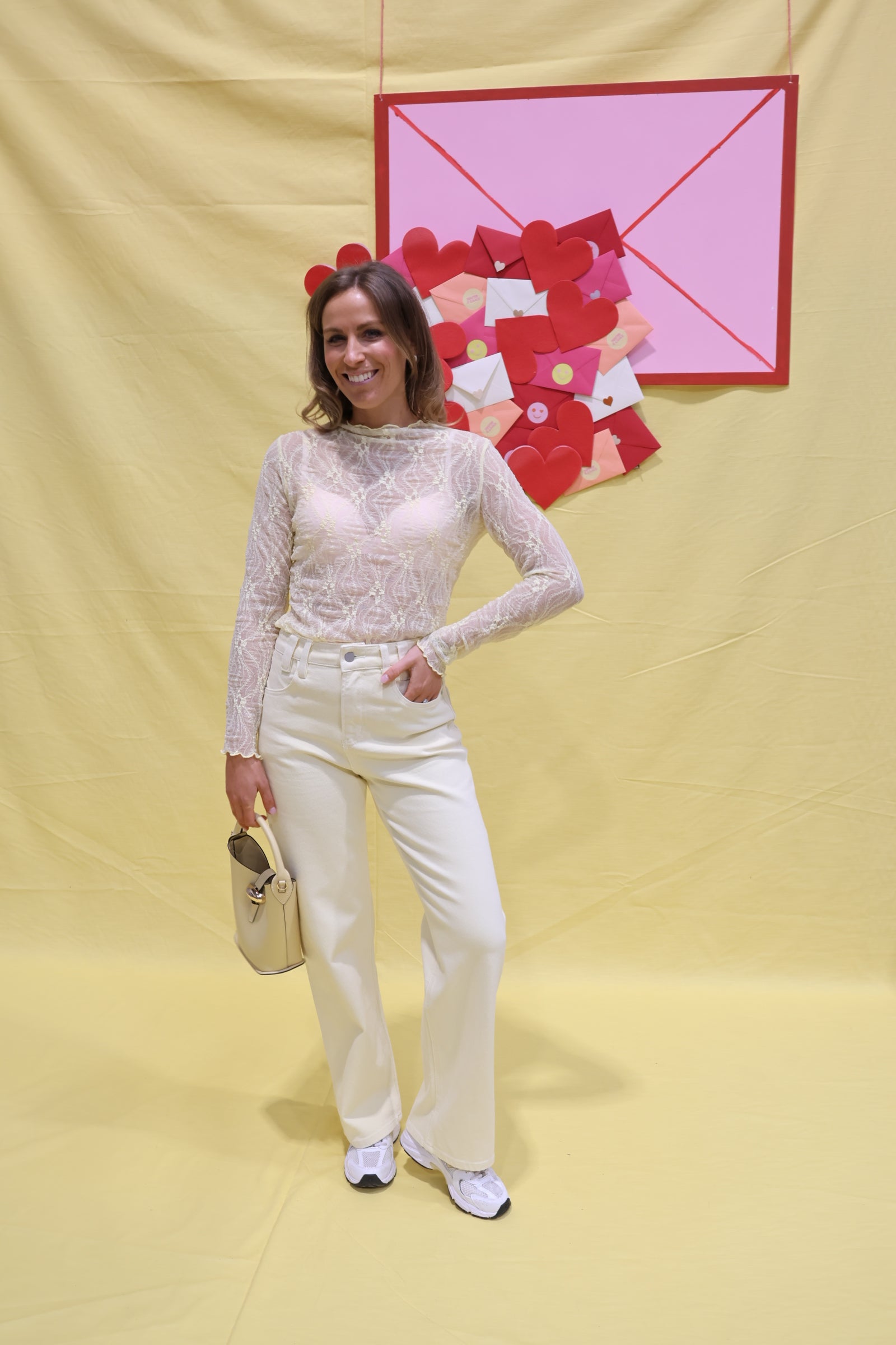 Mae kanten longsleeve geel