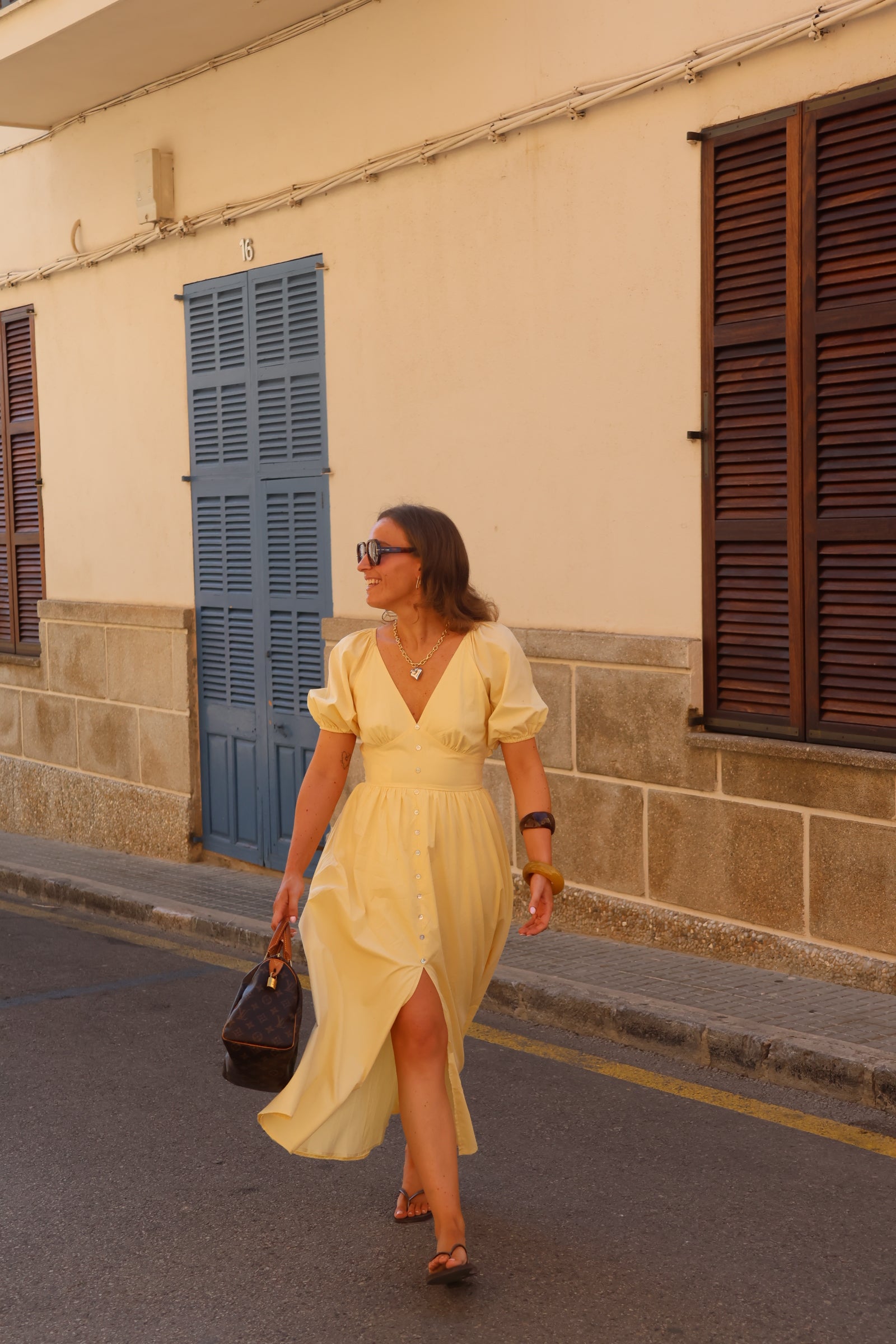 Alma maxi jurk met strik geel