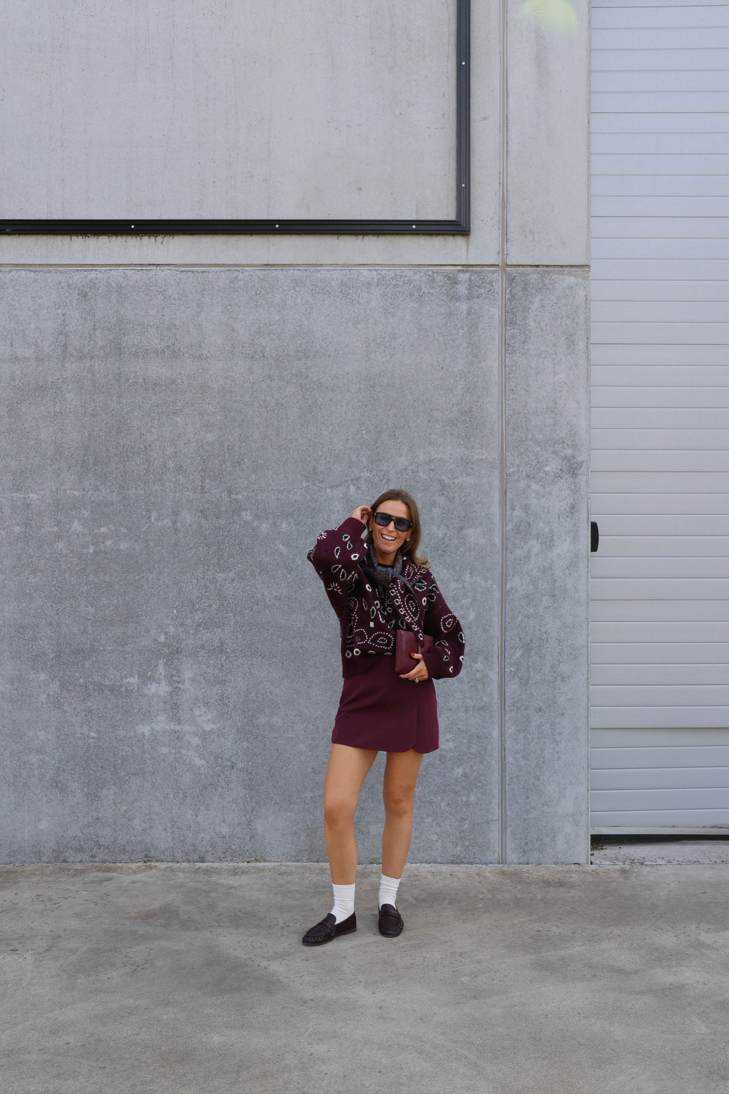 Liz trui met paisley print bordeaux