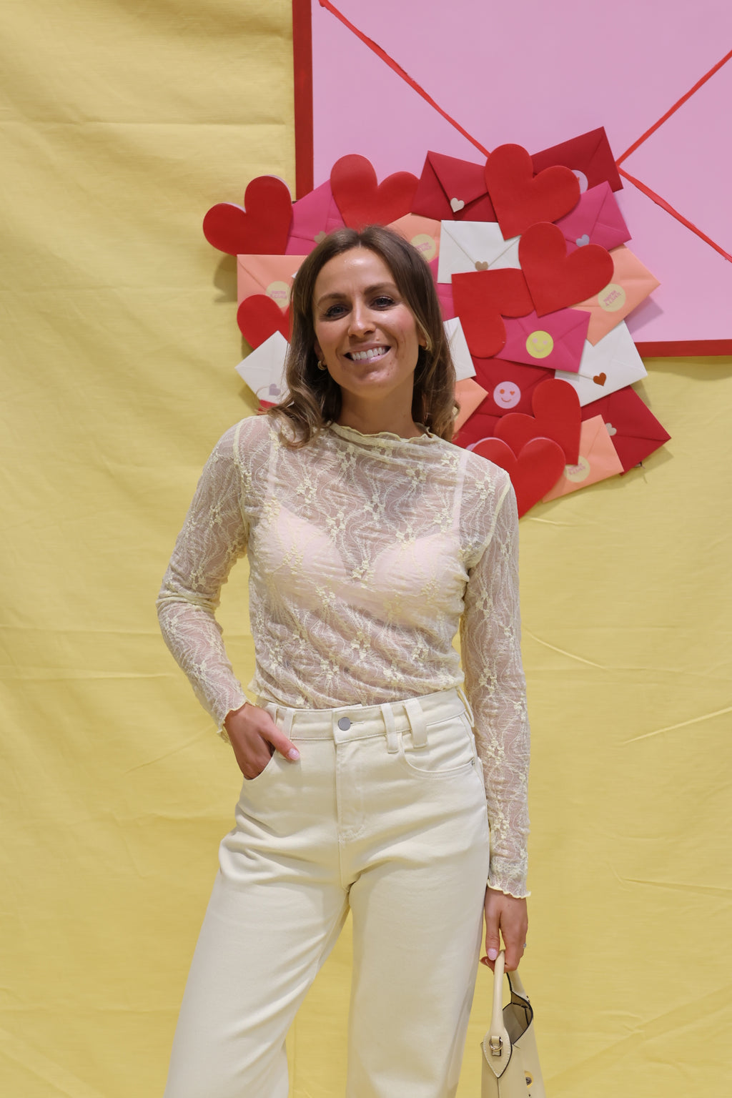 Mae kanten longsleeve geel