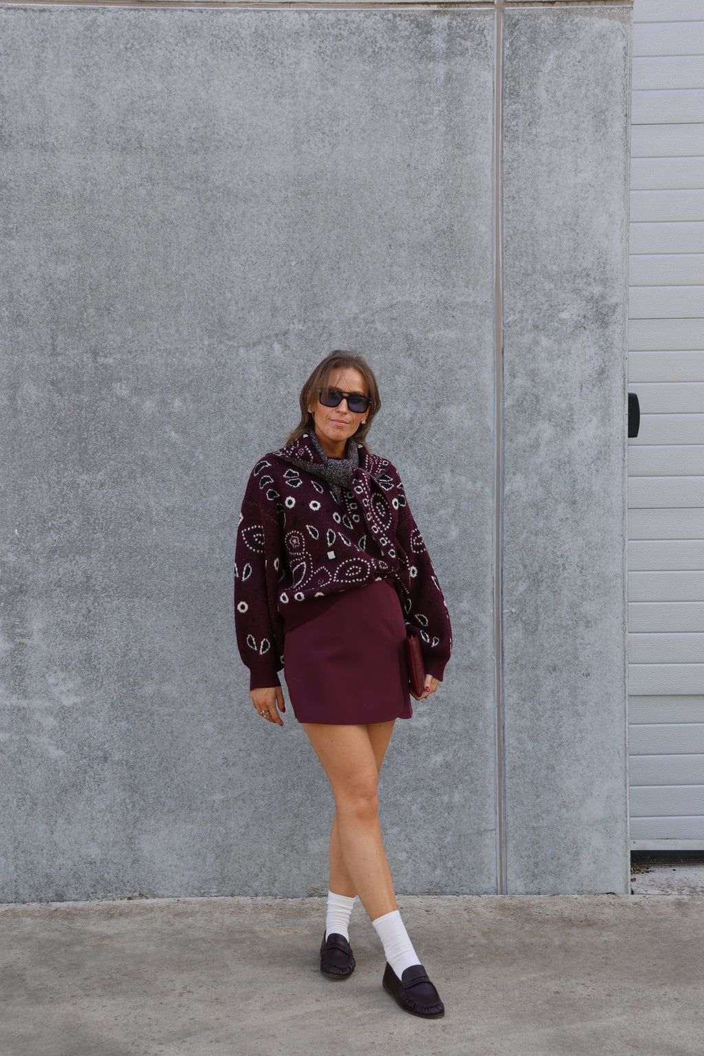 Liz trui met paisley print bordeaux