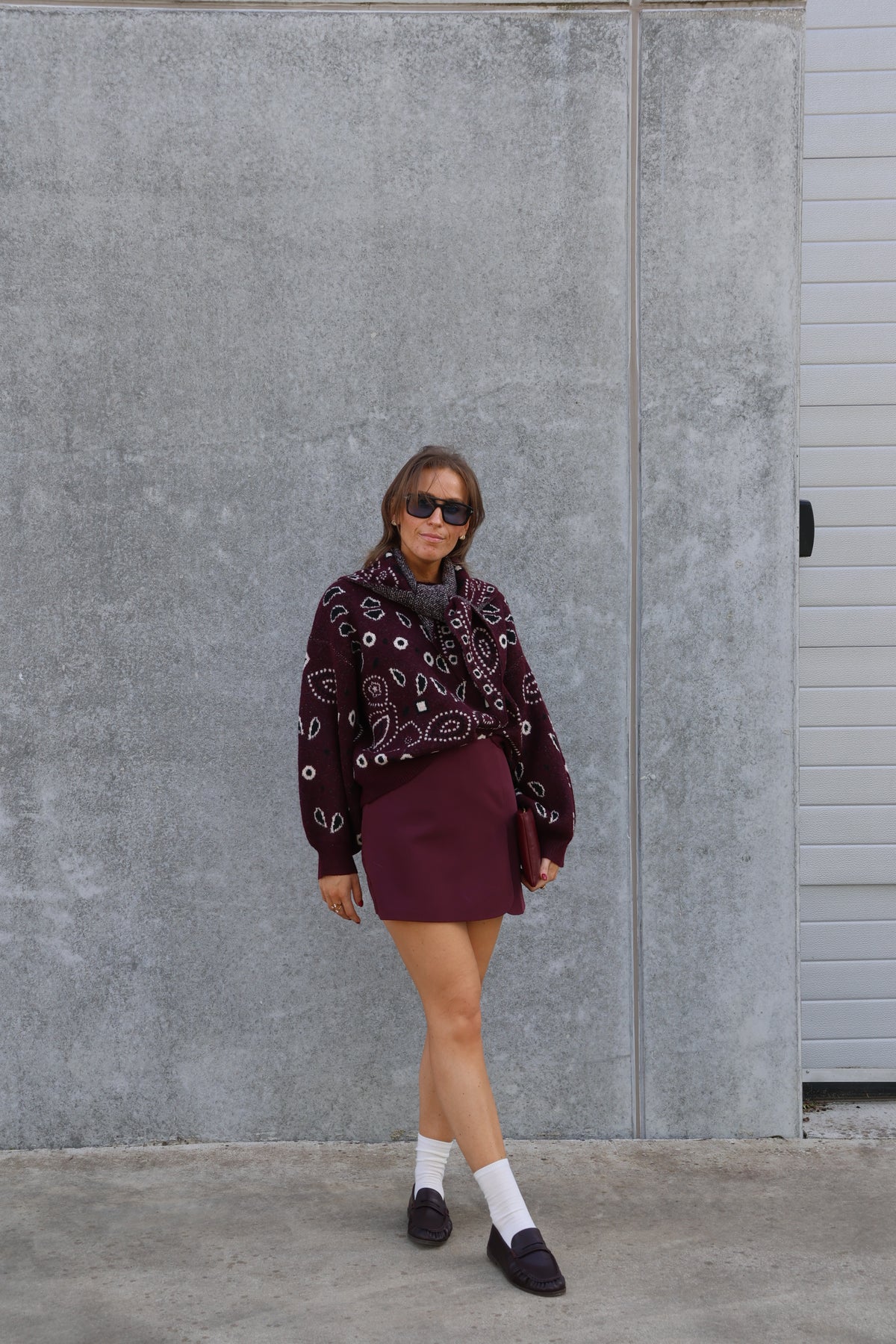 Liz trui met paisley print bordeaux