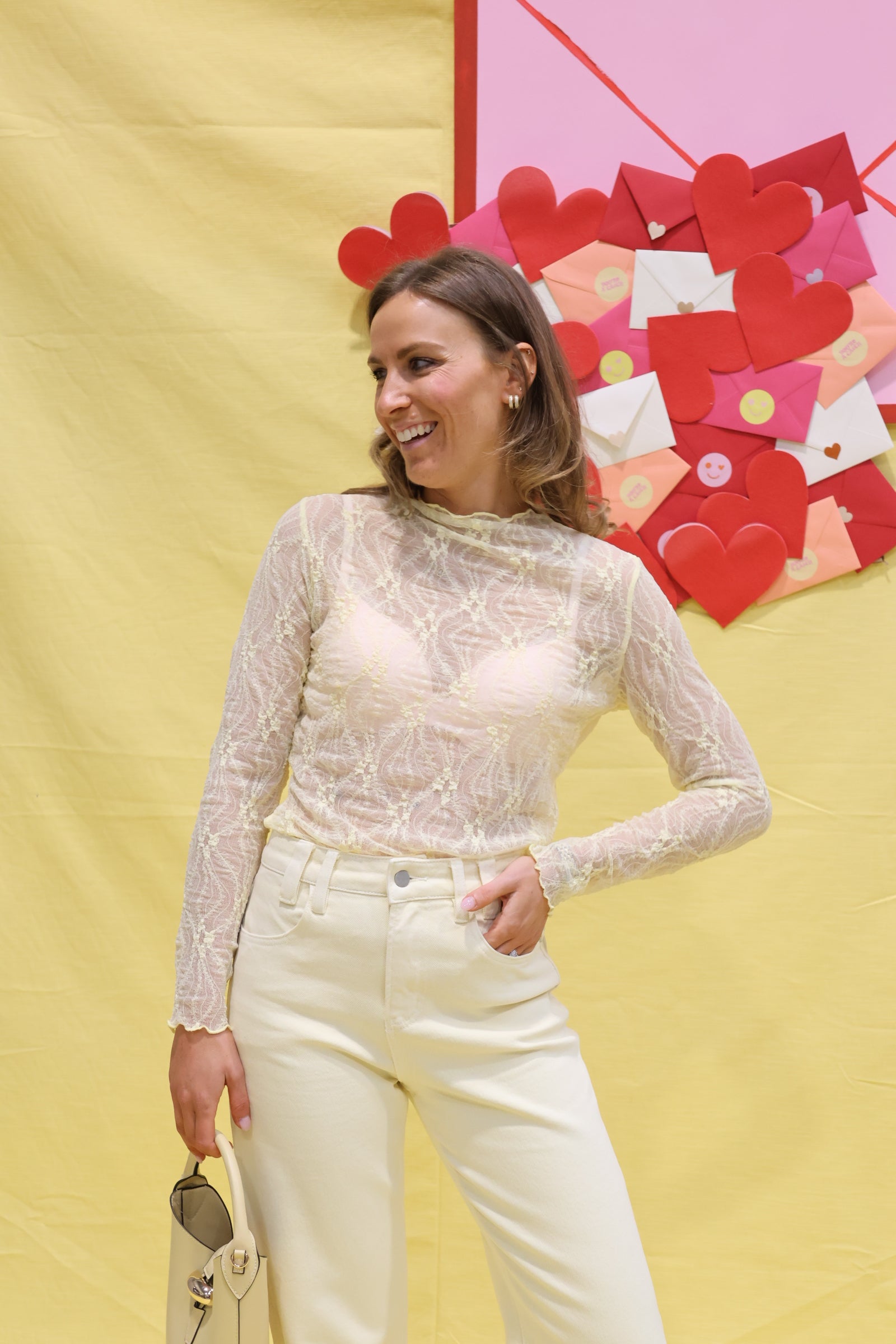 Mae kanten longsleeve geel