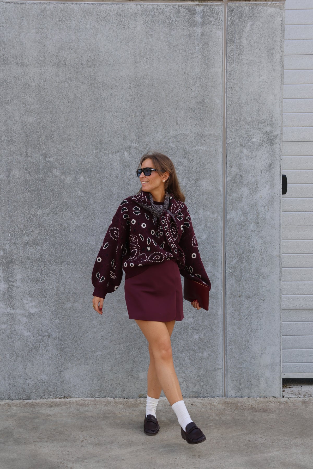 Paisley print sjaaltje bordeaux