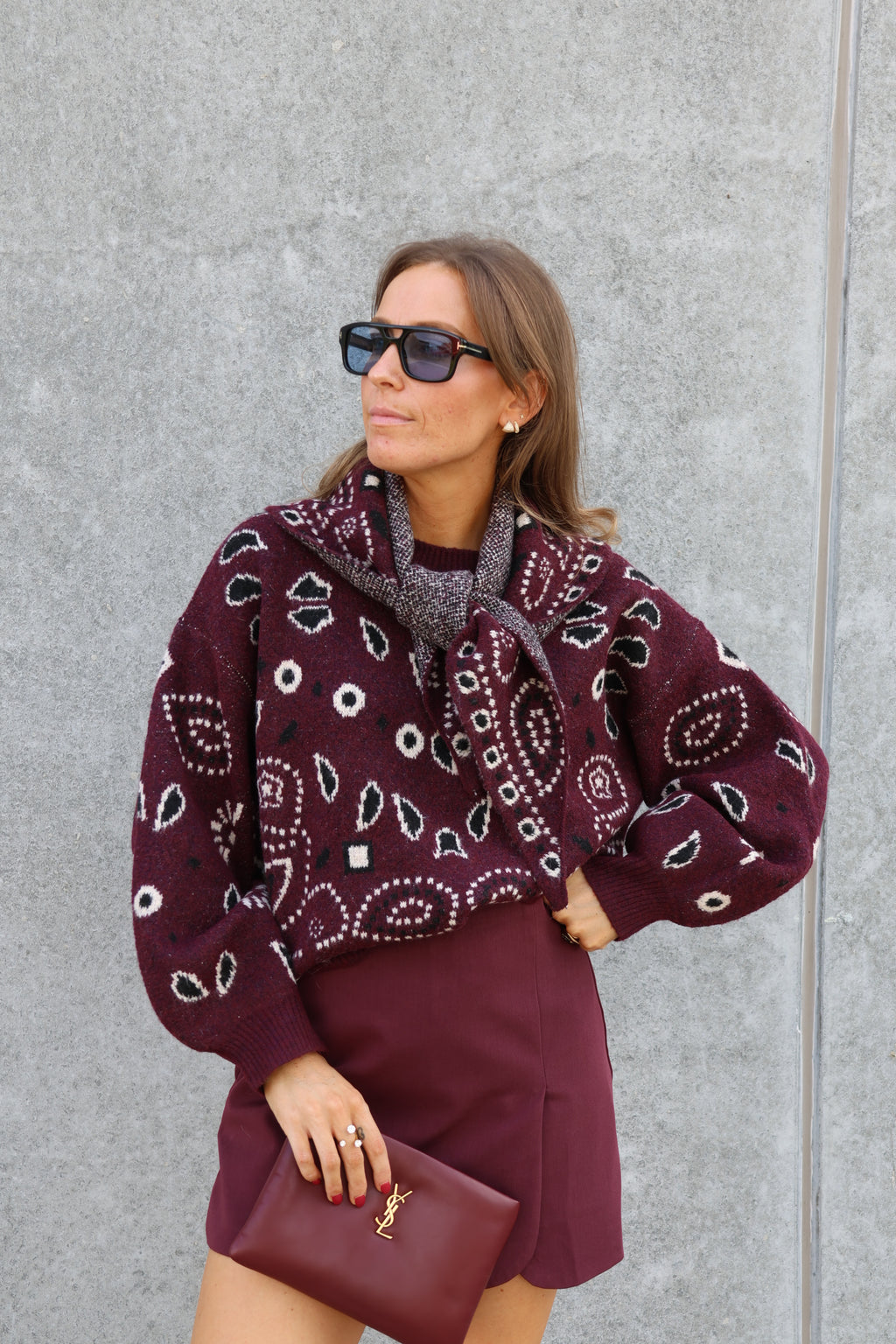 Paisley print sjaaltje bordeaux