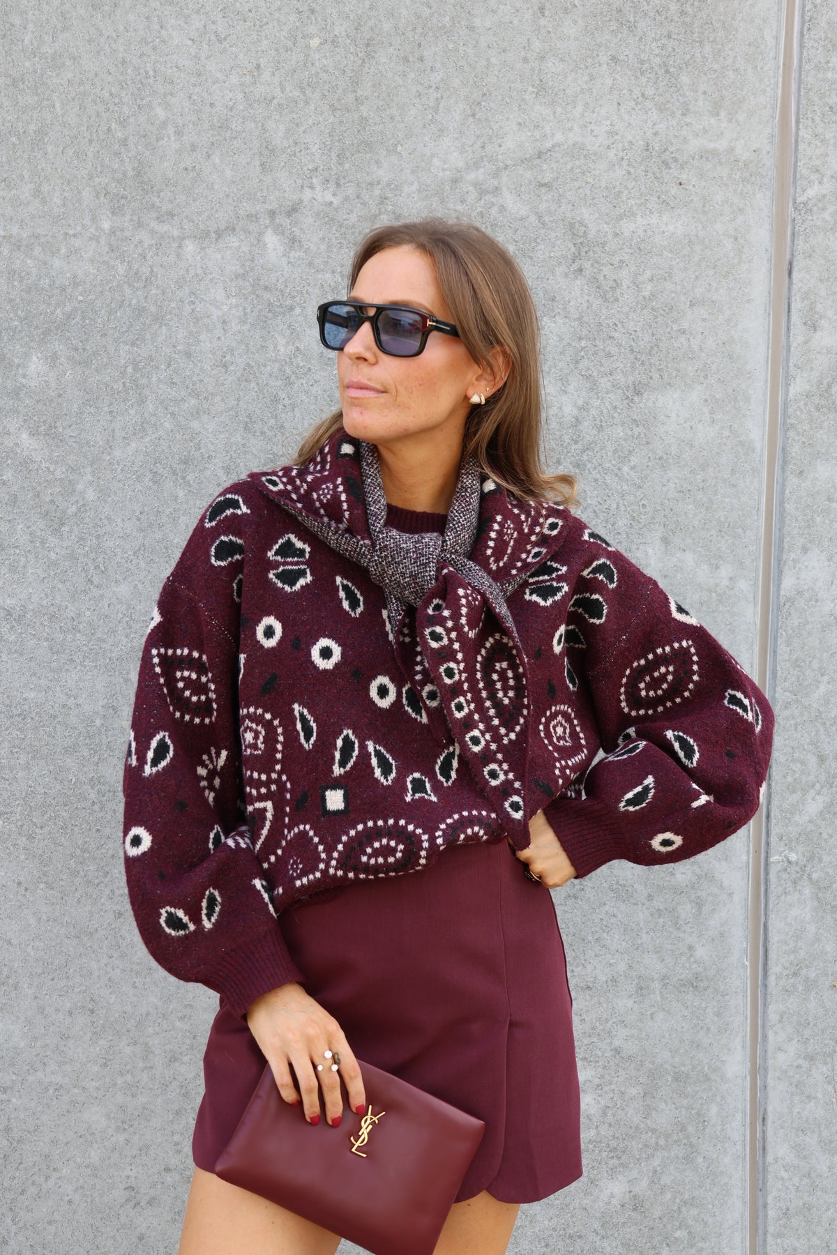 Paisley print sjaaltje bordeaux