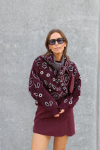 Liz trui met paisley print bordeaux
