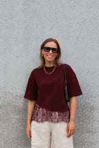 Millie lace T-shirt bordeaux