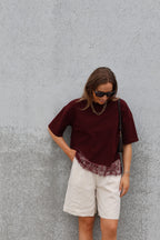 Millie lace T-shirt bordeaux
