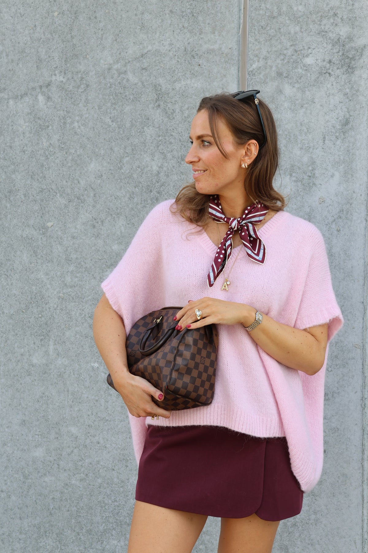 Elora mouwloze v-neck knit lichtroze
