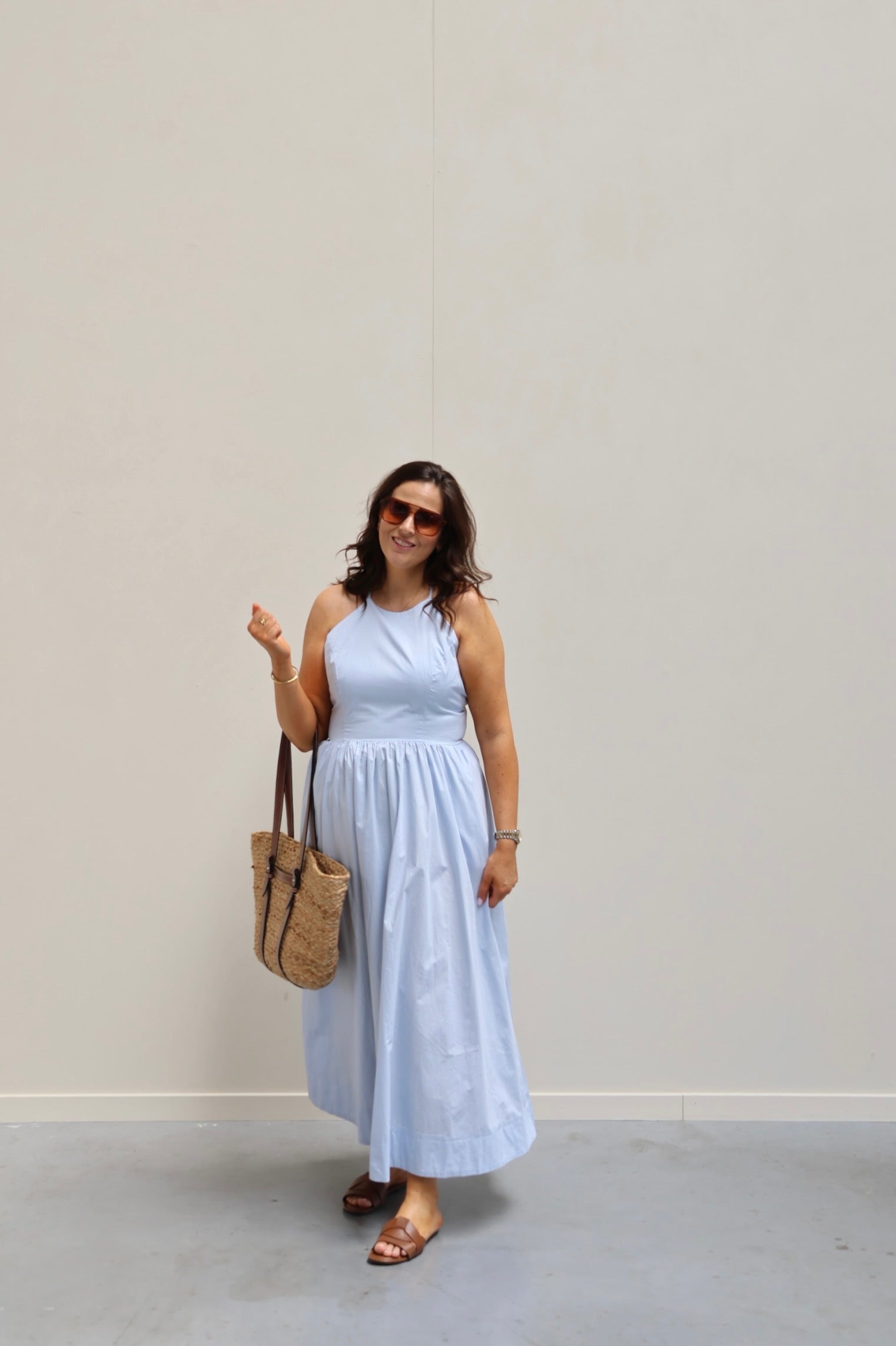 Colette maxi jurk lichtblauw