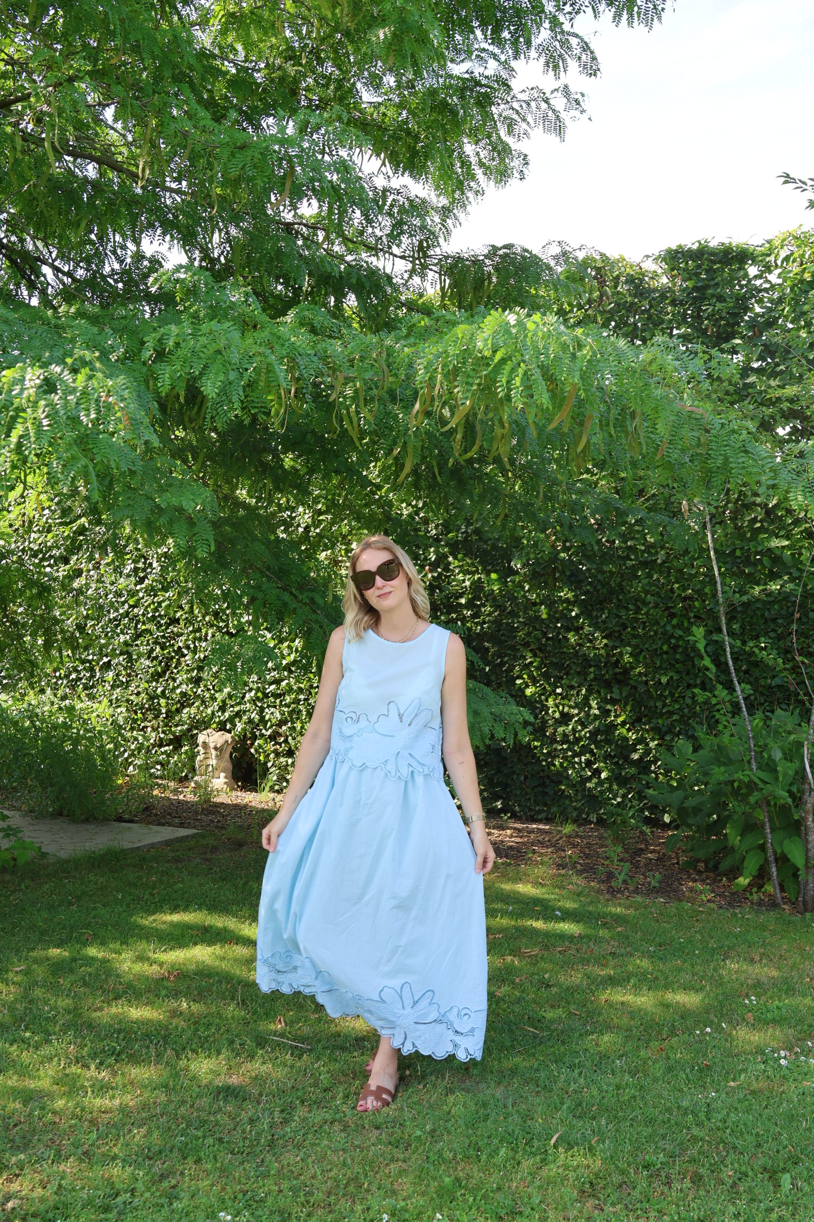 Camilla maxi rok met kant lichtblauw