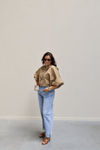 Vive blouse met wijde mouwen beige