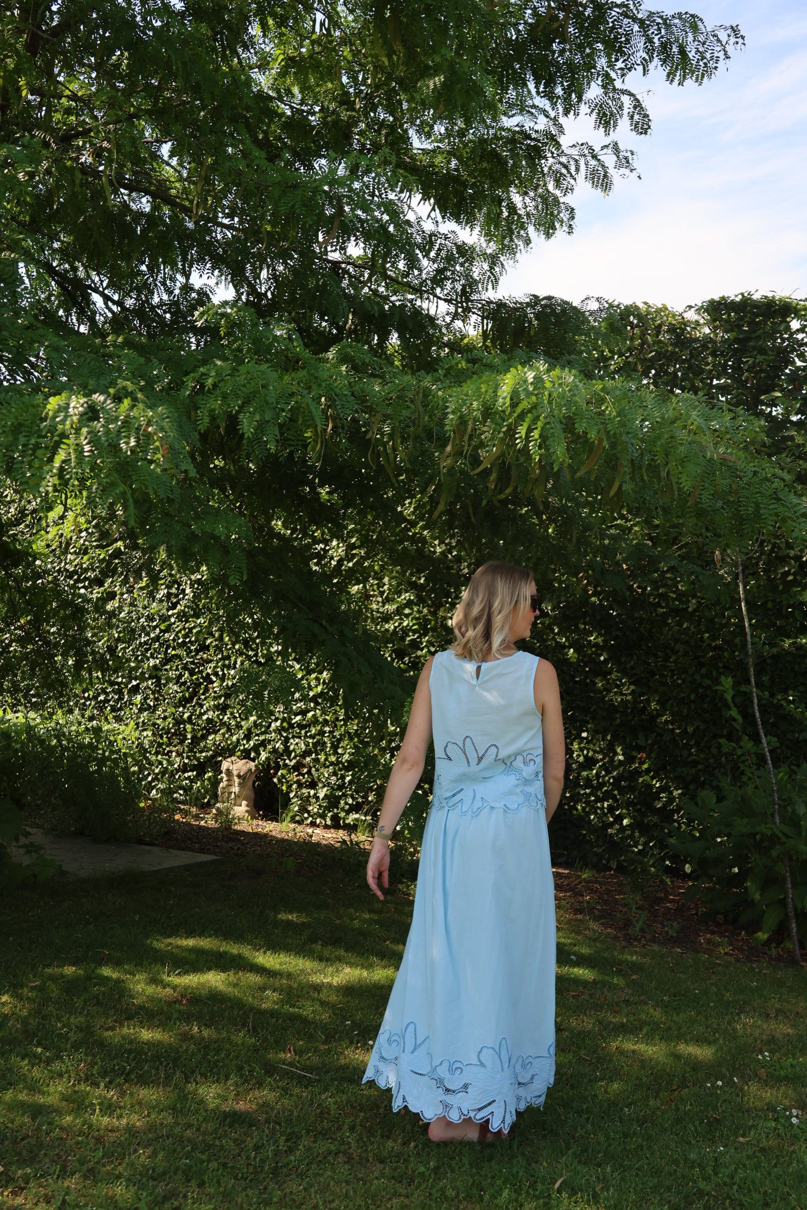 Camilla maxi rok met kant lichtblauw