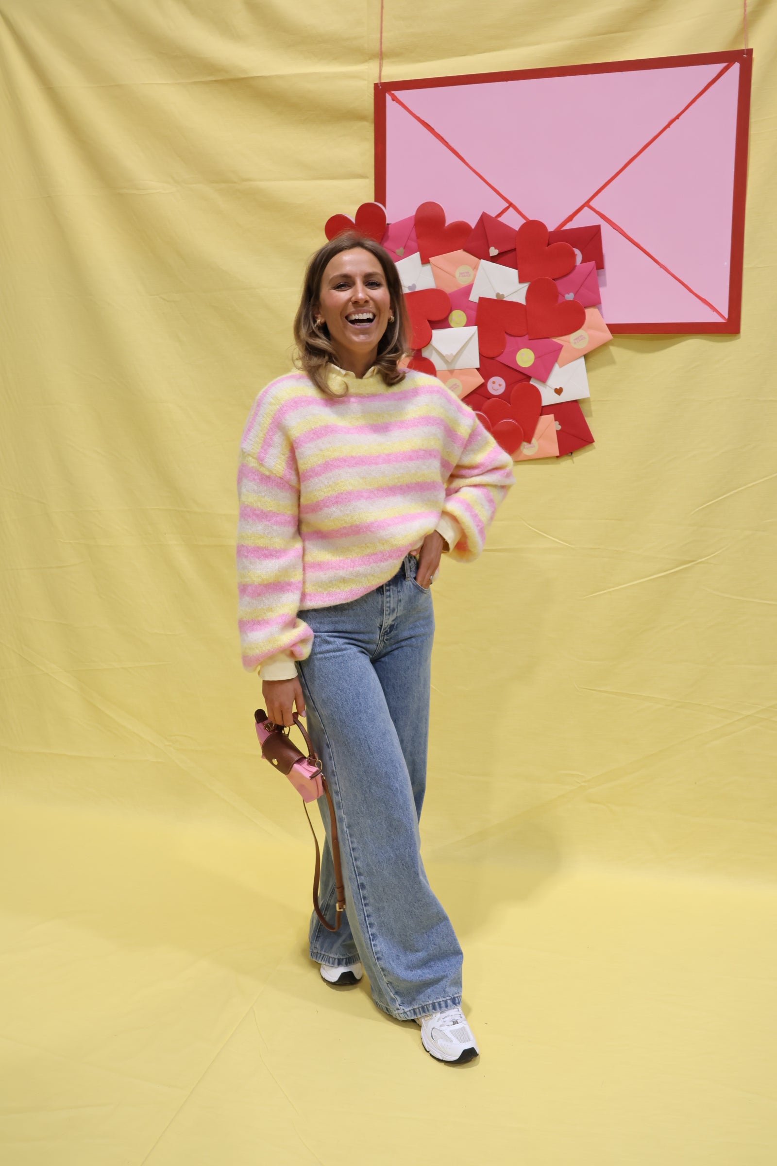 Daisy gestreepte trui geel/roze