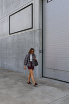 Vibe blouse grijsblauw/bordeaux