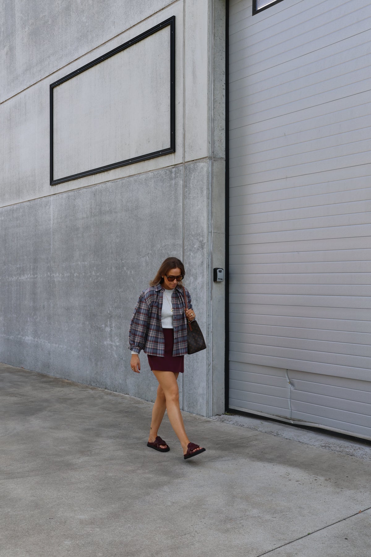 Vibe blouse grijsblauw/bordeaux