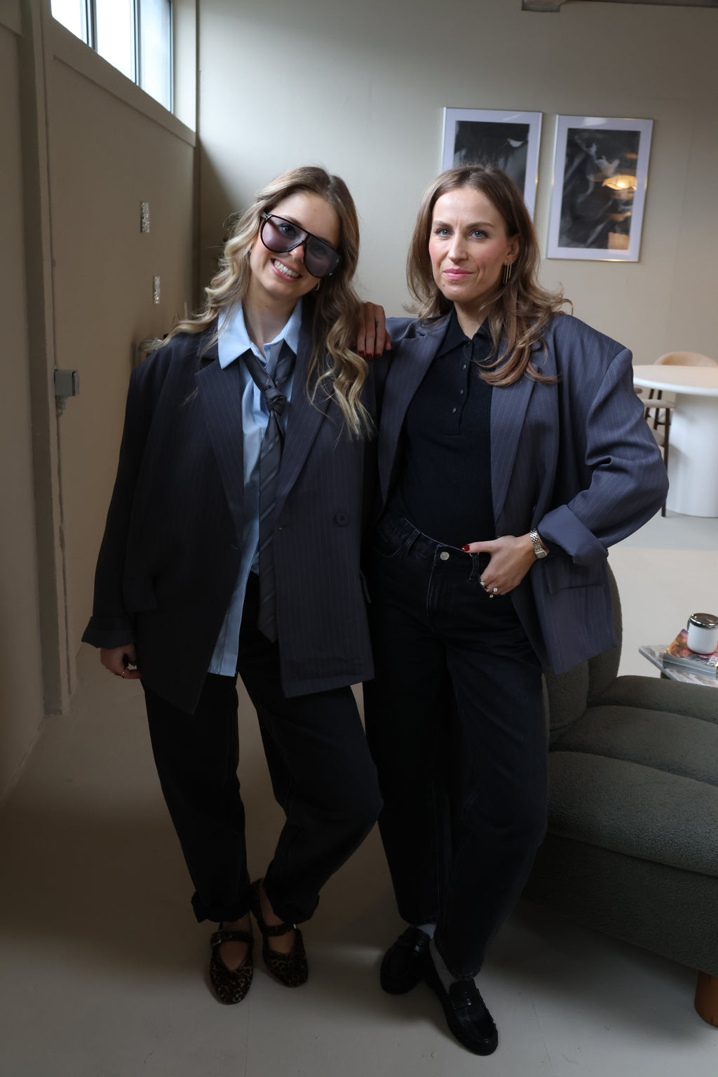 Viona striped blazer grey