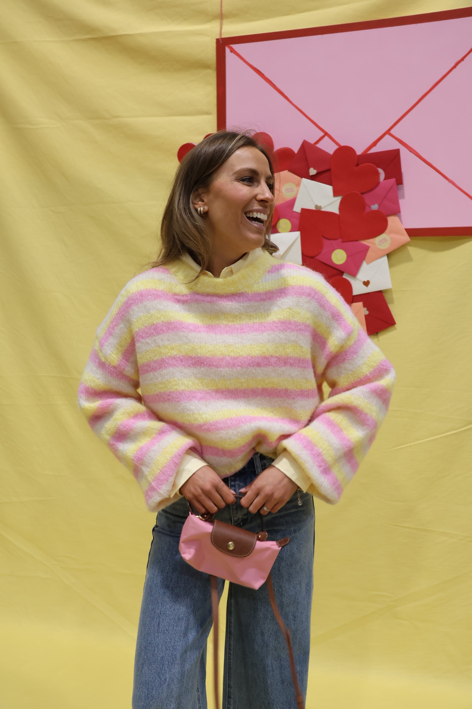 Daisy gestreepte trui geel/roze