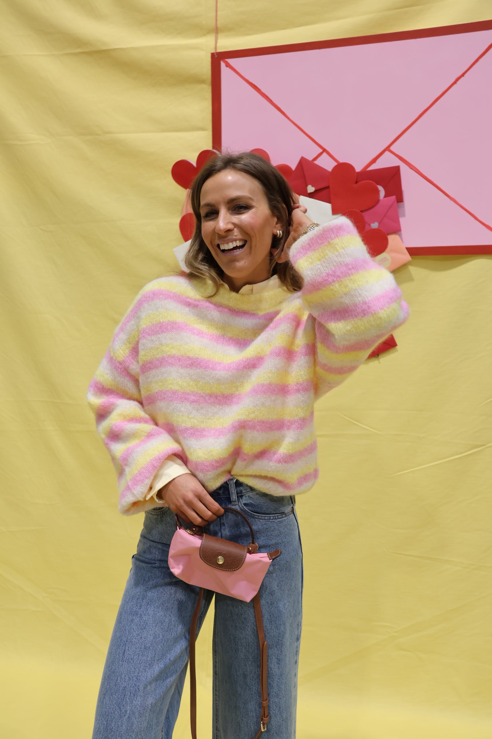 Daisy gestreepte trui geel/roze