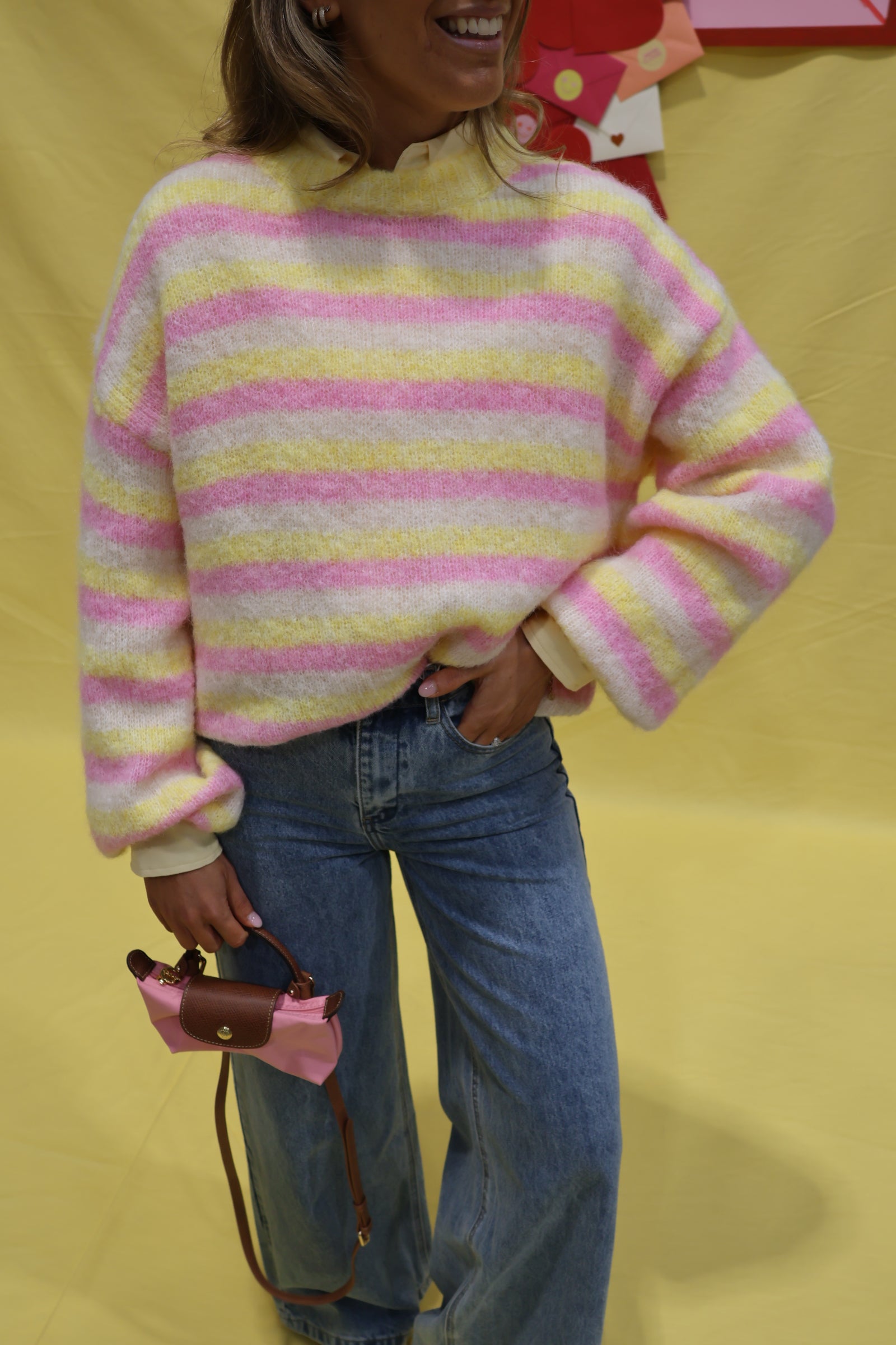 Daisy gestreepte trui geel/roze