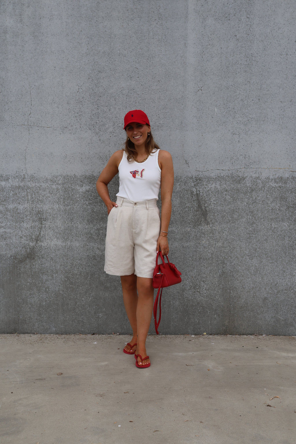 Tanktop wit met vis