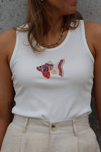 Tanktop wit met vis