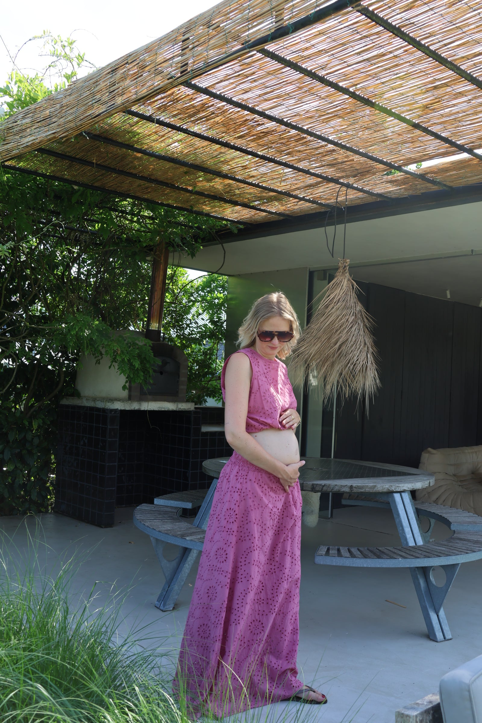 Olivia broderie set oudroze