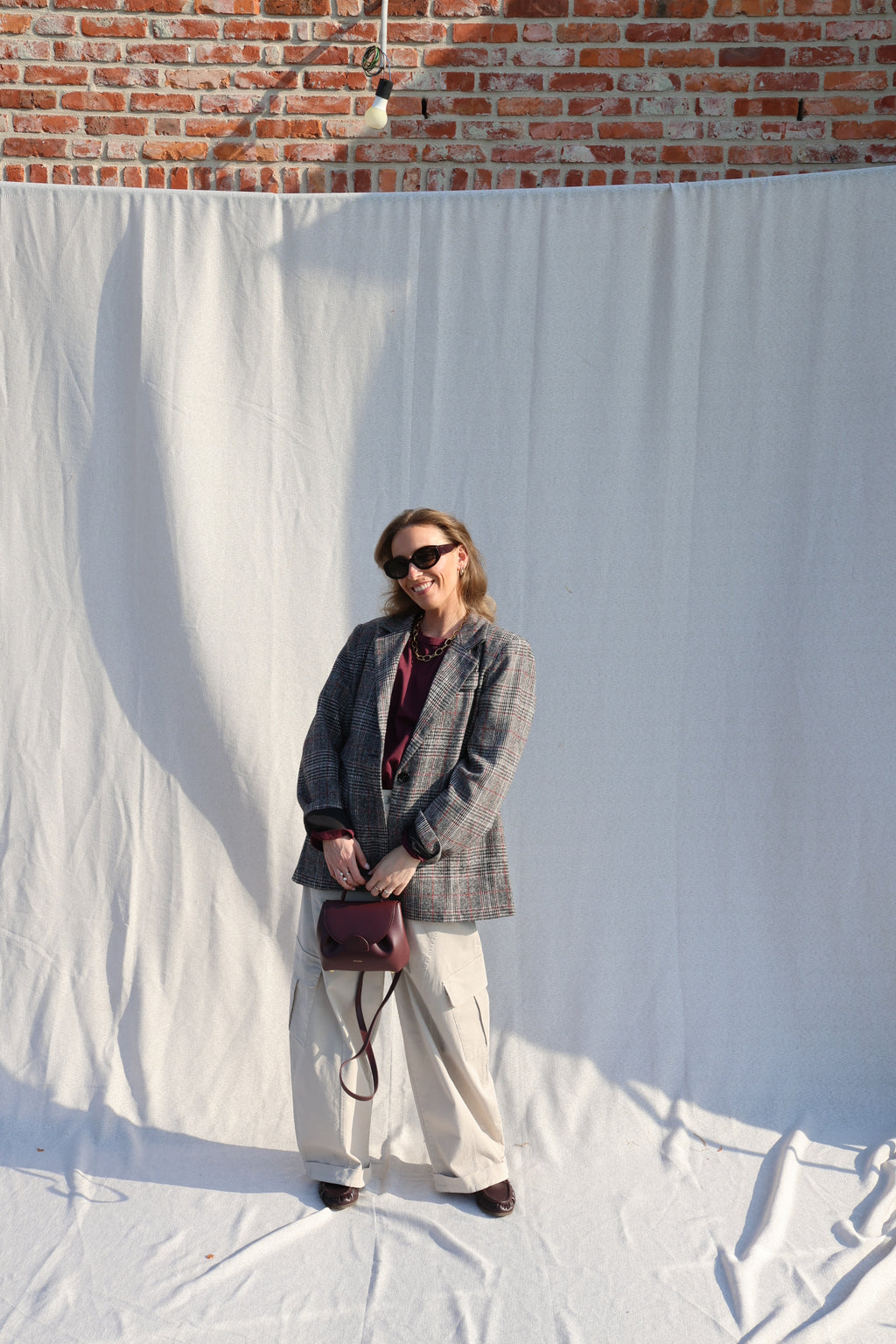 Lara geruite blazer grijs