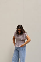 Mabel gestreepte blouse bruin