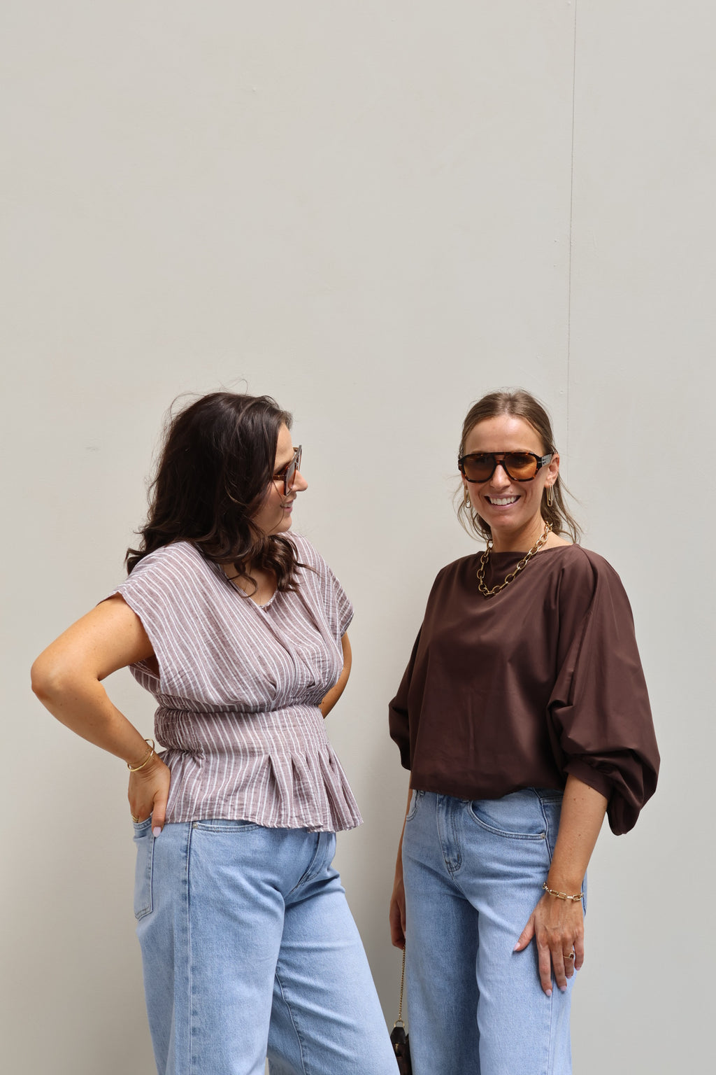 Vive blouse met wijde mouwen bruin